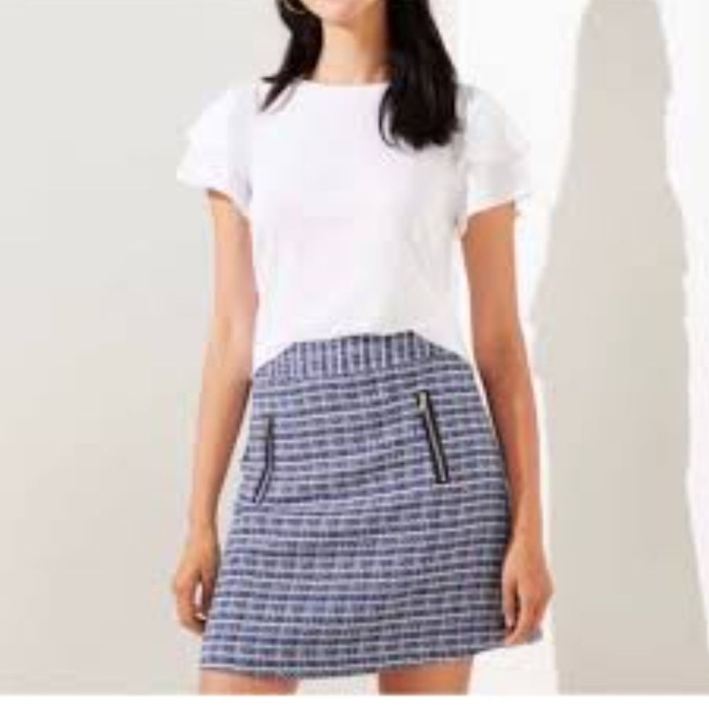 LOFT tweed mini skirt zip pocket 0p